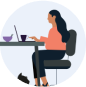 Illustration of an individual working at their desk with their laptop.