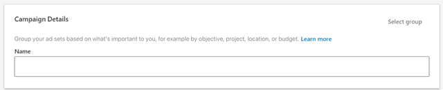 Screenshot of Campaign Manager, "campaign group" section