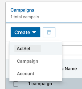 Screenshot of Campaign Manager, "create campaign" section