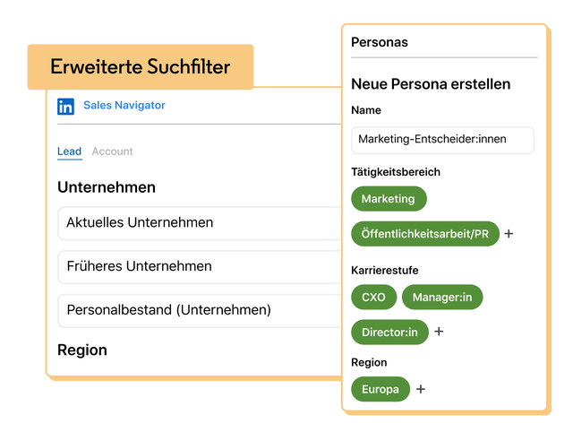 Bild der Benutzeroberfläche von Sales Navigator zum Thema „Die richtigen Personen finden“