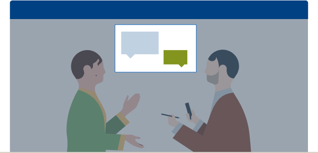 Illustration of two people in a discussion 