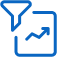 Icon of a funnel with an upward trending graph
