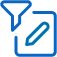 Icon of a funnel with note pad and pen