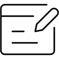 Icon of a pen and paper.