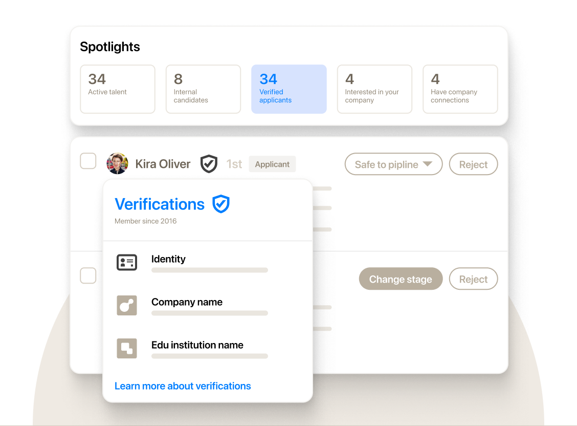 UI illustration representing verified applicants