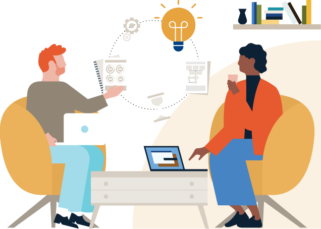 Illustration of two people in a meeting 
